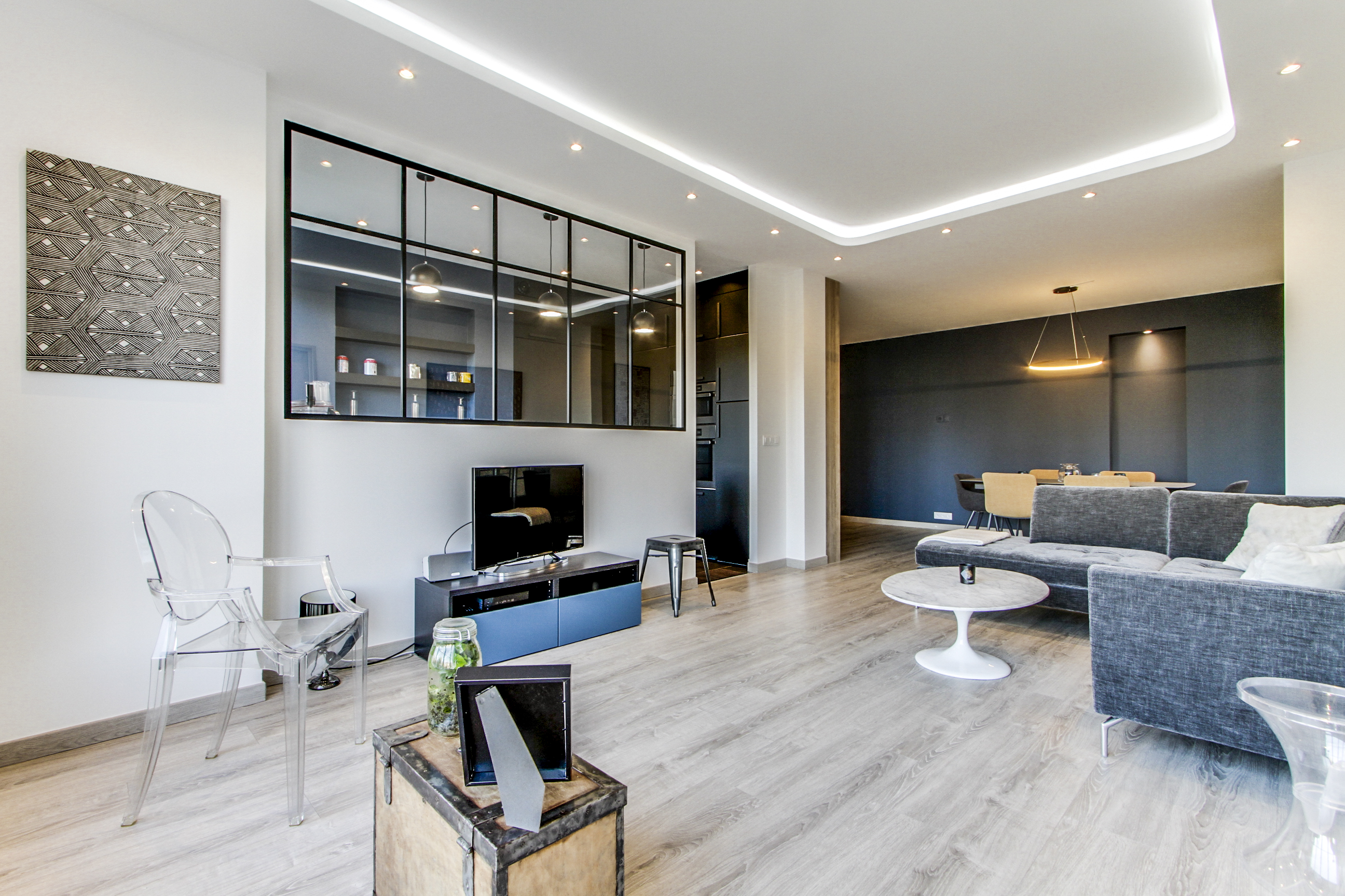 Neuilly argenson architecture d'intérieure verrière salon
